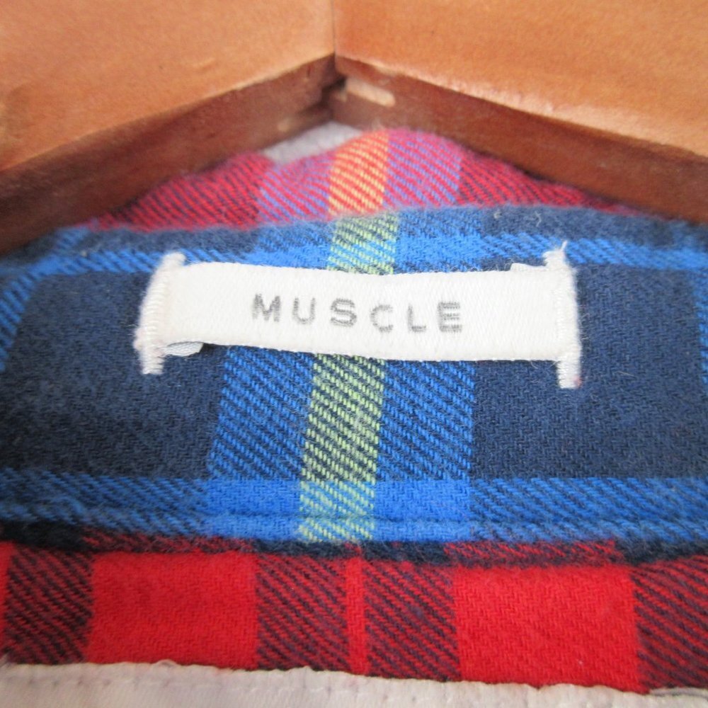 Abercrombie & Fitch Red Flannel Plaid Jacket Size M Buttoned Muscle Jacket - Picture 6 of 14